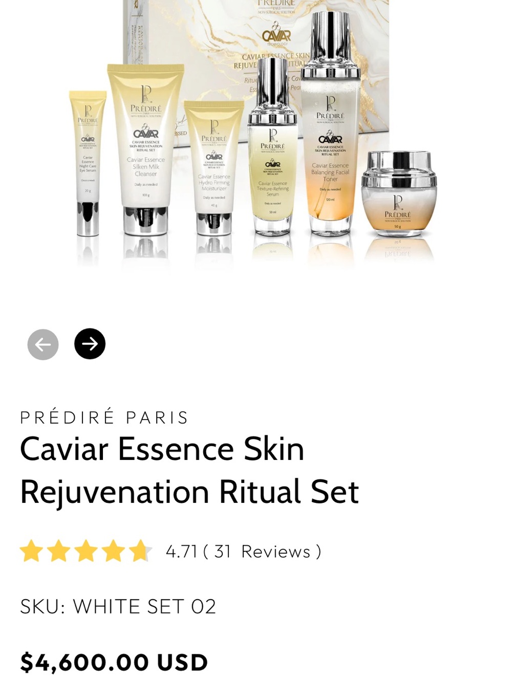 Caviar Essence Skin Rejuvenation Ritual Set - Gold/Champagne